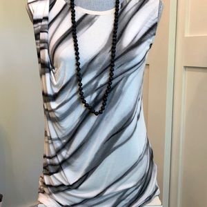 SOLD!! Rose & Olive black & white drape front sleeveless knit top size SM
